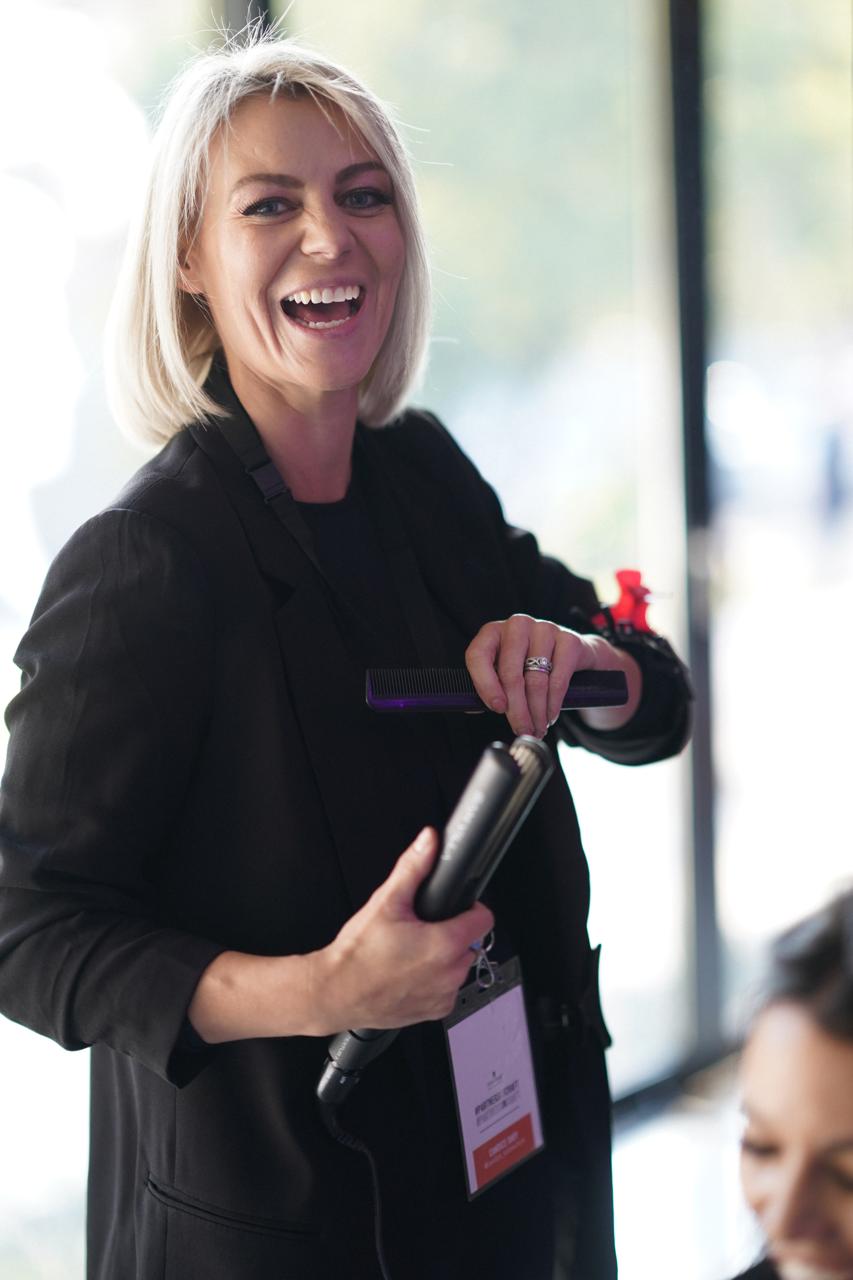 Candice Davy styling hair