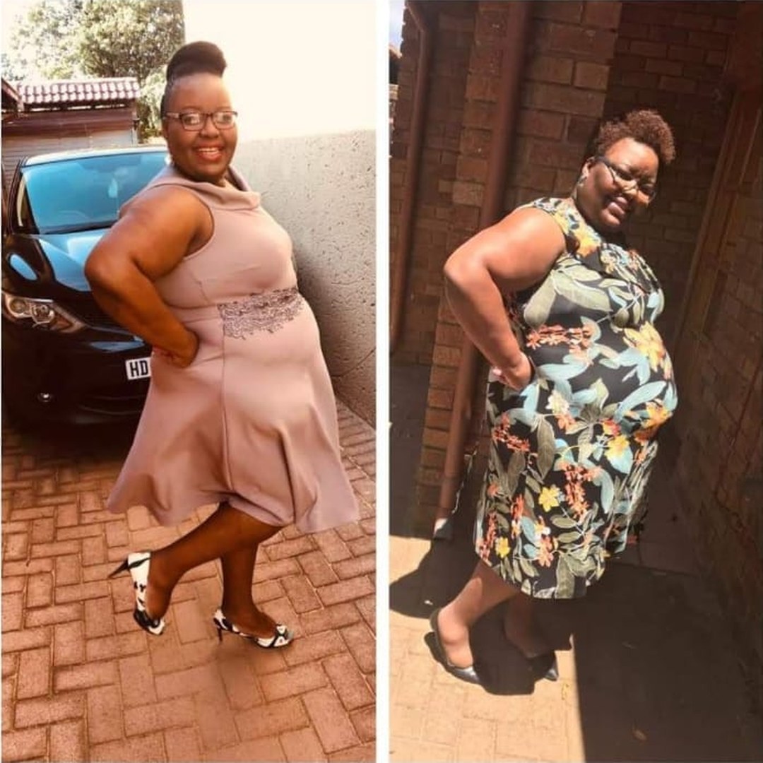 A client photographed before and after a training programme